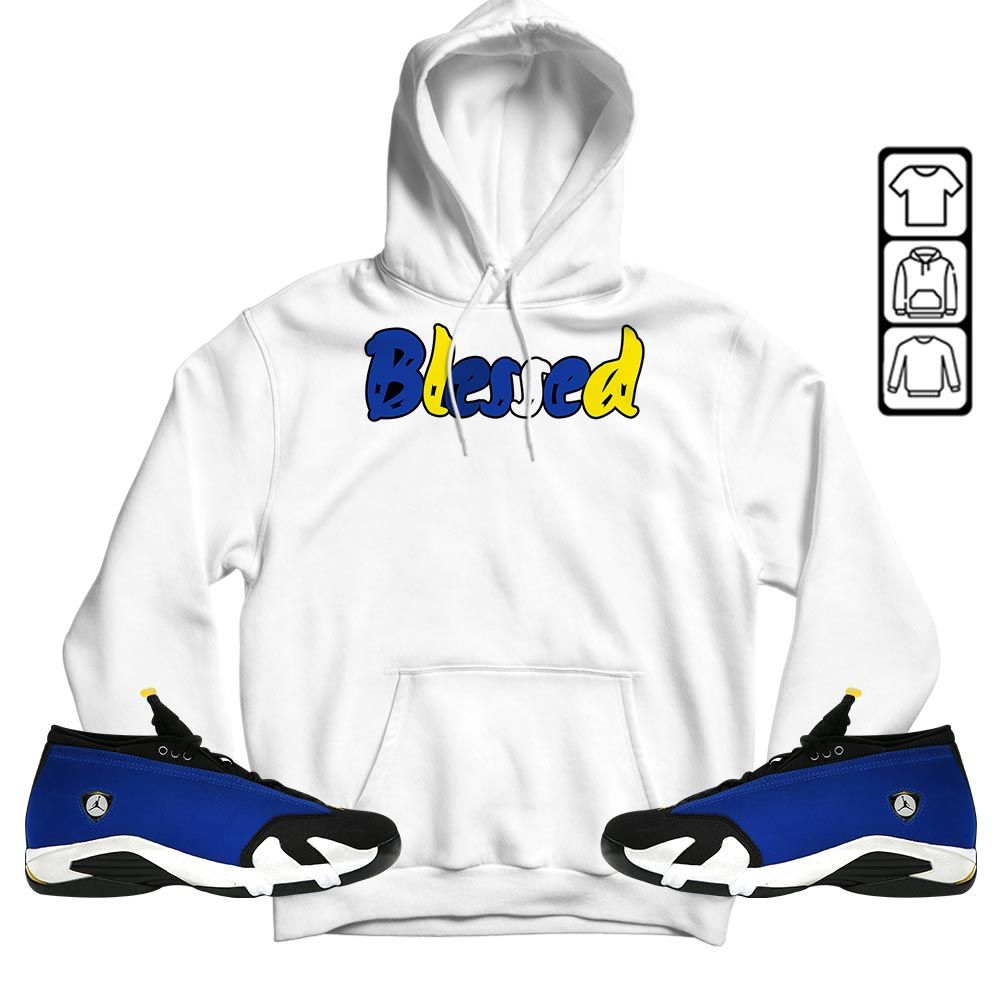 Blessed Sneaker Shirt Match 2023 Blue Laney 14s, Jordan 14 Laney MKO T-Shirt