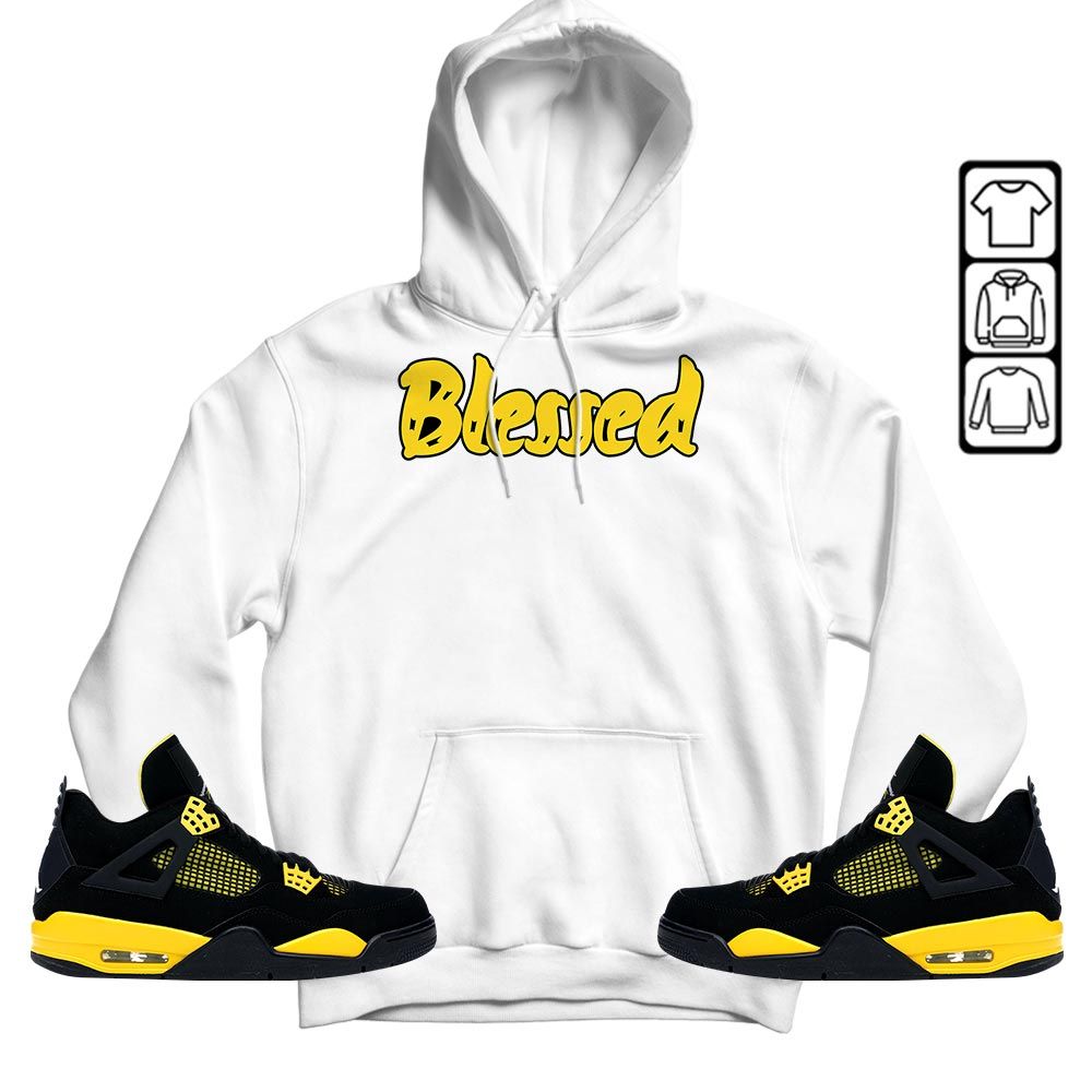 Blessed Sneaker Shirt Match 2023 Thunder 4s, Jordan Retro 4 Thunder MKO T-Shirt