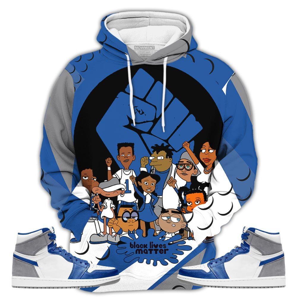 Blm Melanin 90S Sneaker Shirt Match True Blue 1S, Jordan 1 High Og True Blue Hoodie Sweatshirt Tee All Over Print MKO Shirt