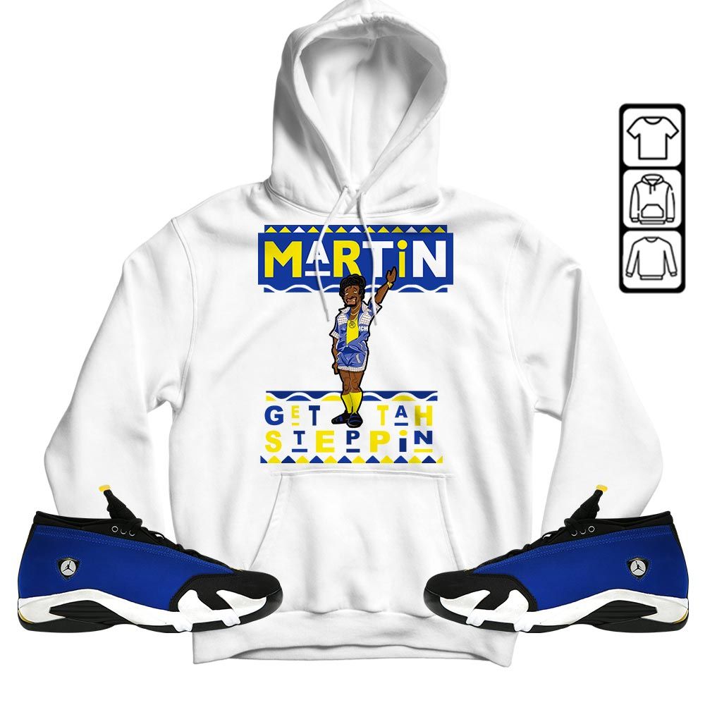 BLM Melanin Kids 90s Martin Tv Sneaker Shirt Match 2023 Blue Laney 14s, Jordan 14 Laney MKO T-Shirt