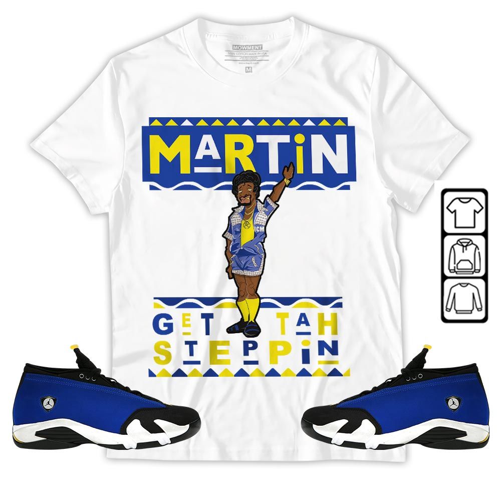 BLM Melanin Kids 90s Martin Tv Sneaker Shirt Match 2023 Blue Laney 14s, Jordan 14 Laney MKO T-Shirt