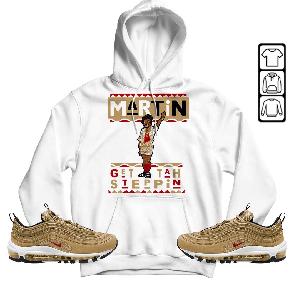 BLM Melanin Kids 90s Martin Tv Sneaker Shirt Match Air Max 97 Metallic Gold, Air Max 97 Gold Bullet MKO T-Shirt