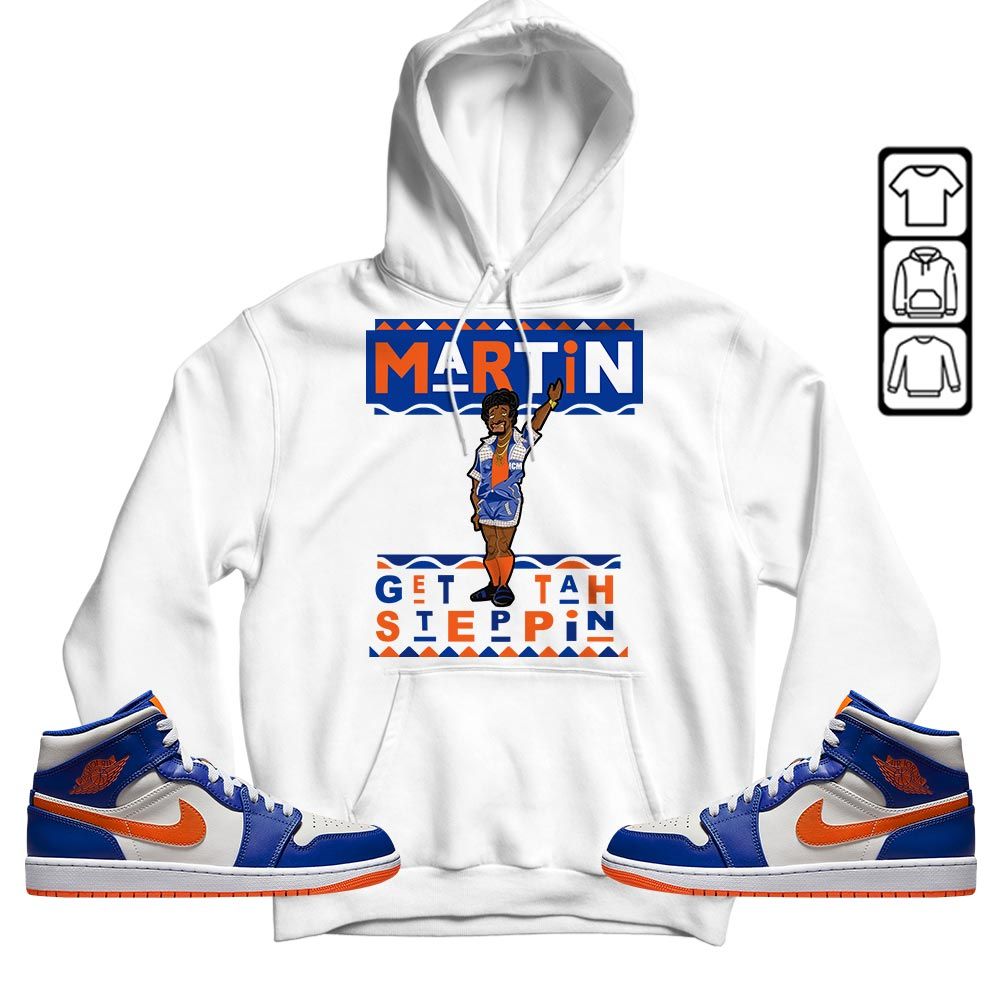 BLM Melanin Kids 90s Martin Tv Sneaker Shirt Match Mid Knicks 1s, Jordan 1 Mid Knicks MKO T-Shirt