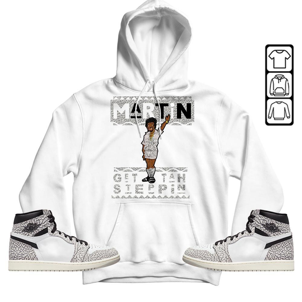 BLM Melanin Kids 90s Martin Tv Sneaker Shirt Match OG Elephant 1s, Jordan 1 White Cement MKO T-Shirt