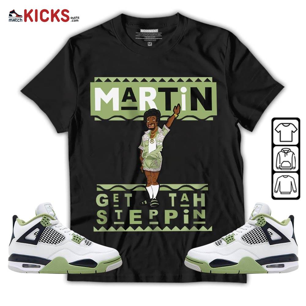 BLM Melanin Kids 90s Martin Tv Sneaker Shirt Match Retro Oil Green 4s, Jordan 4 Oil Green MKO Sweatshirt