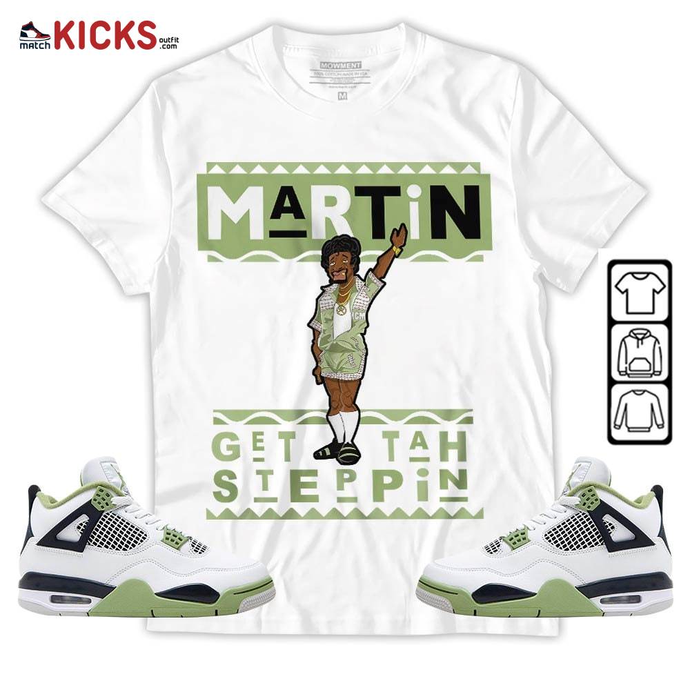 BLM Melanin Kids 90s Martin Tv Sneaker Shirt Match Retro Oil Green 4s, Jordan 4 Oil Green MKO T-Shirt