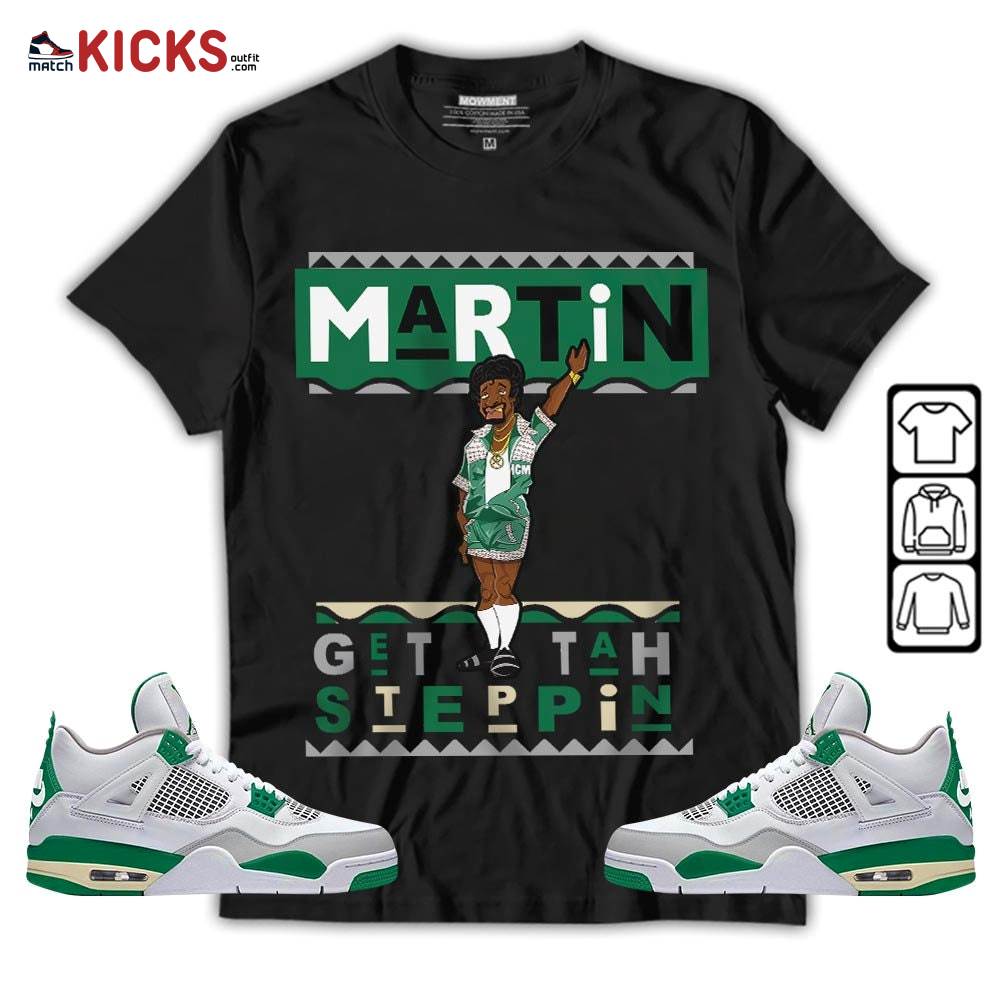 BLM Melanin Kids 90s Martin Tv Sneaker Shirt Match Retro Pine Green 4s, Jordan 4 Pine Green MKO T-Shirt