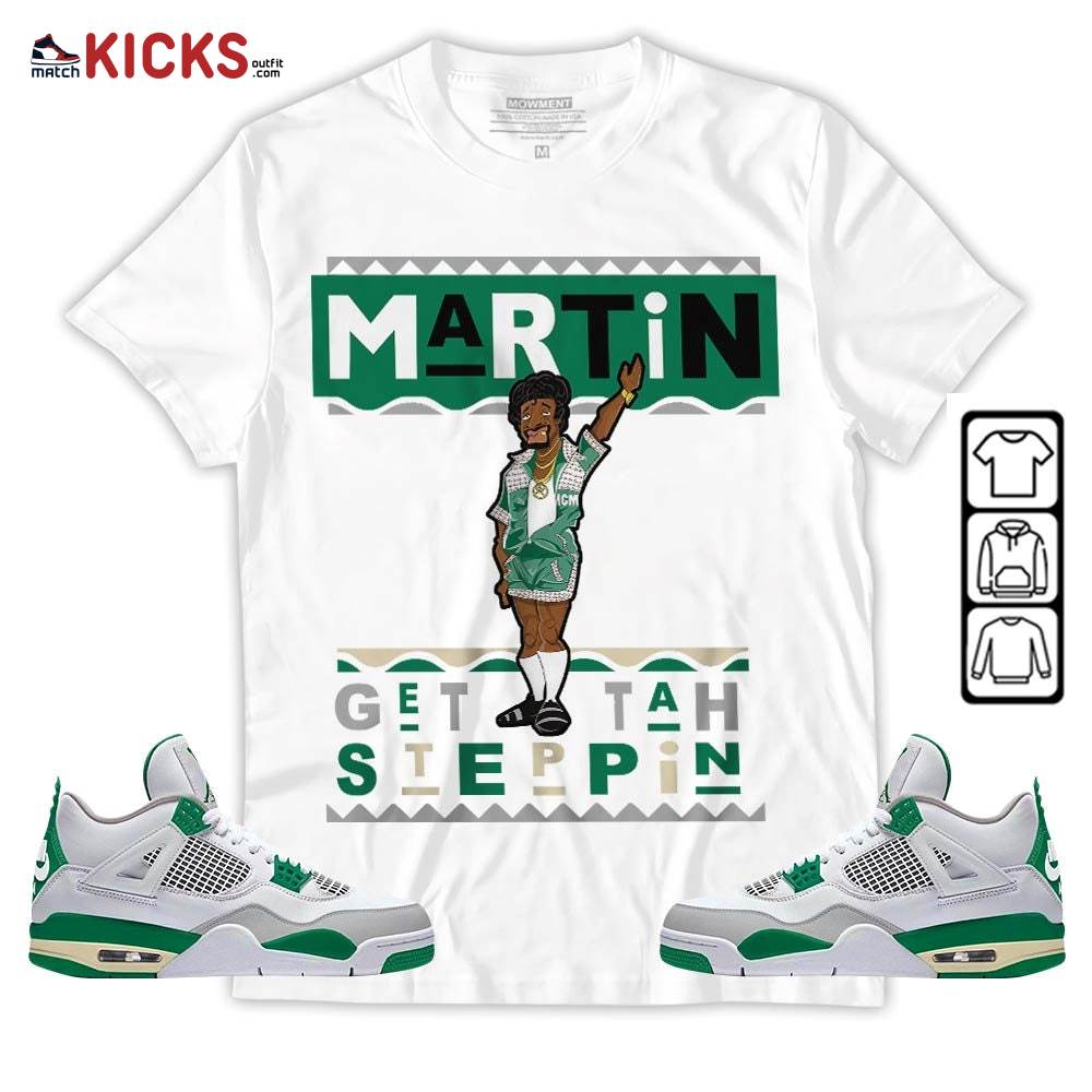 BLM Melanin Kids 90s Martin Tv Sneaker Shirt Match Retro Pine Green 4s, Jordan 4 Pine Green MKO T-Shirt