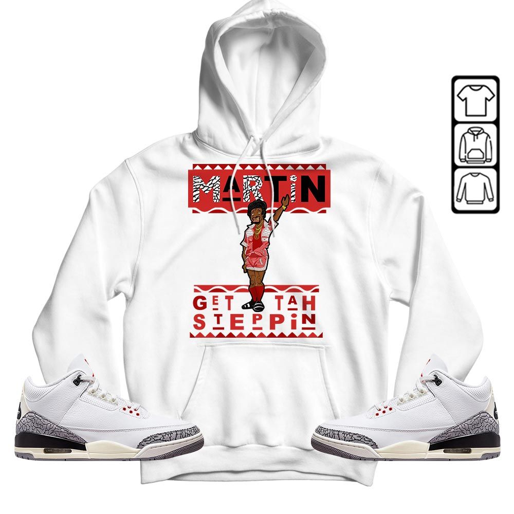 BLM Melanin Kids 90s Martin Tv Sneaker Shirt Match White Cement 3s, Jordan Retro 3 White Cement MKO T-Shirt
