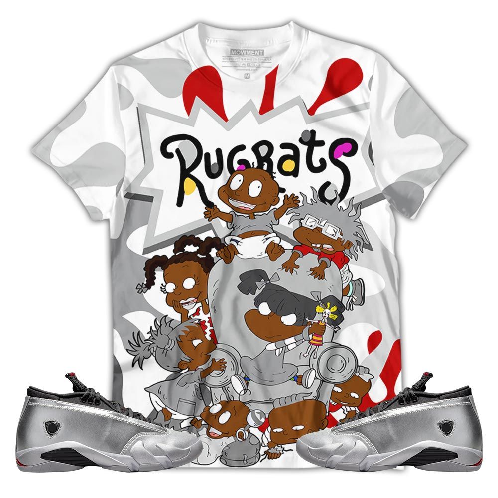 Blm Rugrats Sneaker Shirt Match 14 Low Metallic Silver, Jordan 14 Metallic Silver Hoodie Sweatshirt Tee All Over Print MKO Shirt
