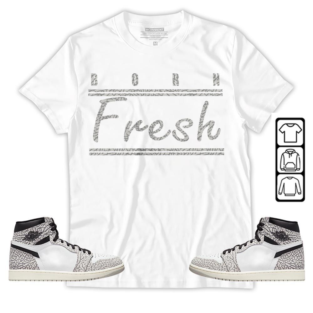 Born Fresh Heads Basketball Sneaker Shirt Match OG Elephant 1s, Jordan 1 White Cement MKO T-Shirt Born Fresh Heads Basketball Sneaker Shirt Match OG Elephant 1s, Jordan 1 White Cement MKO T-Shirt
