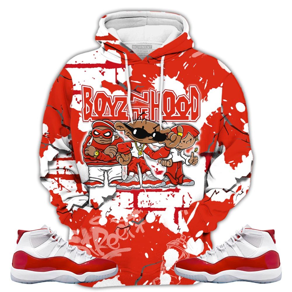 Boyz N The Hood Sneaker Shirt Match 11 Varsity Red, Jordan 11 Retro Cherry Hoodie Sweatshirt Tee All Over Print MKO Shirt