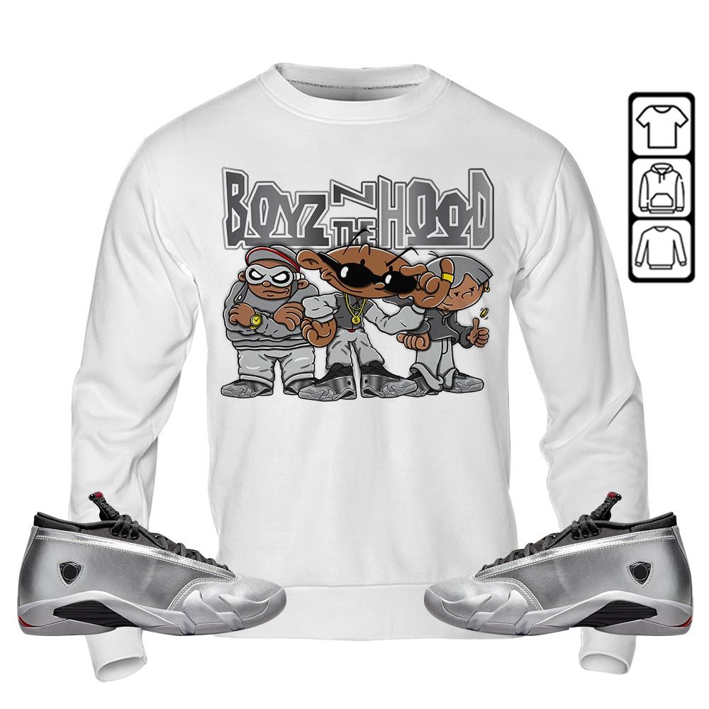 Boyz N The Hood Sneaker Shirt Match 14 Low Metallic Silver, Jordan 14 Metallic Silver MKO T-Shirt Boyz N The Hood Sneaker Shirt Match 14 Low Metallic Silver, Jordan 14 Metallic Silver MKO T-Shirt
