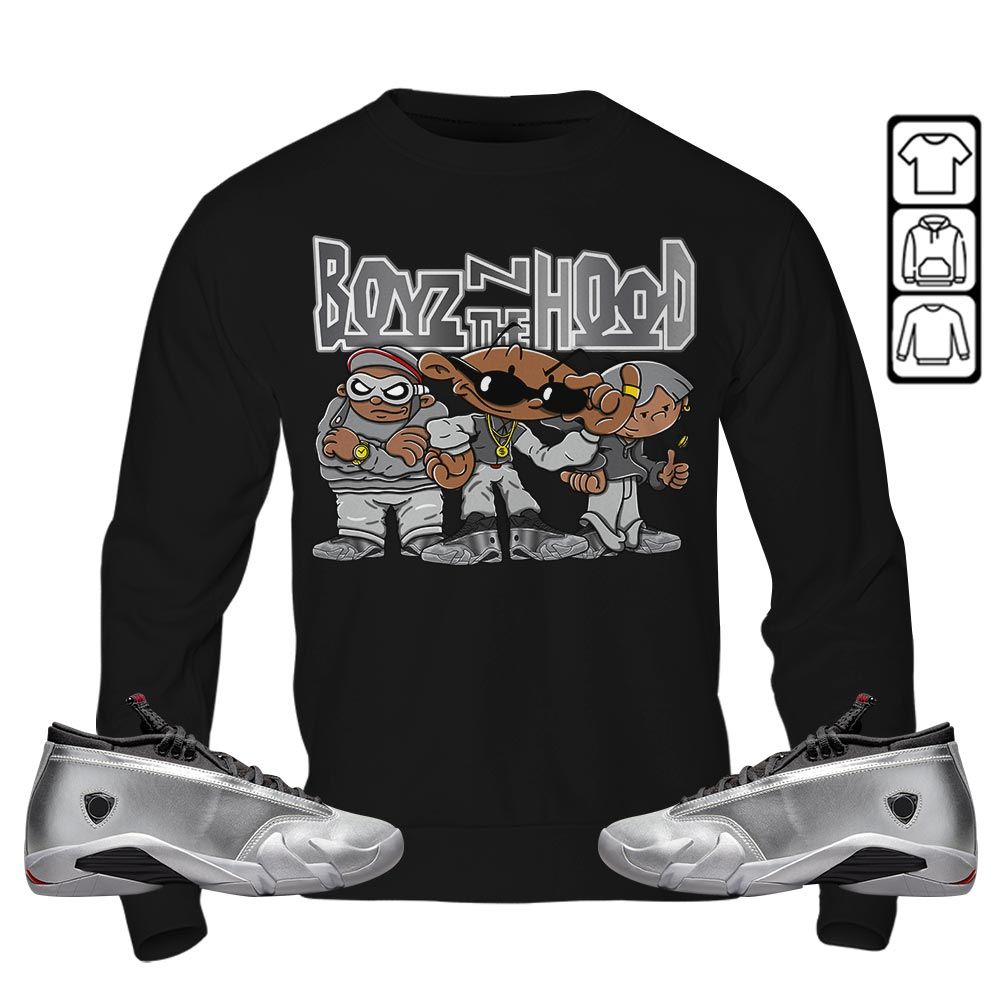 Boyz N The Hood Sneaker Shirt Match 14 Low Metallic Silver, Jordan 14 Metallic Silver MKO T-Shirt Boyz N The Hood Sneaker Shirt Match 14 Low Metallic Silver, Jordan 14 Metallic Silver MKO T-Shirt