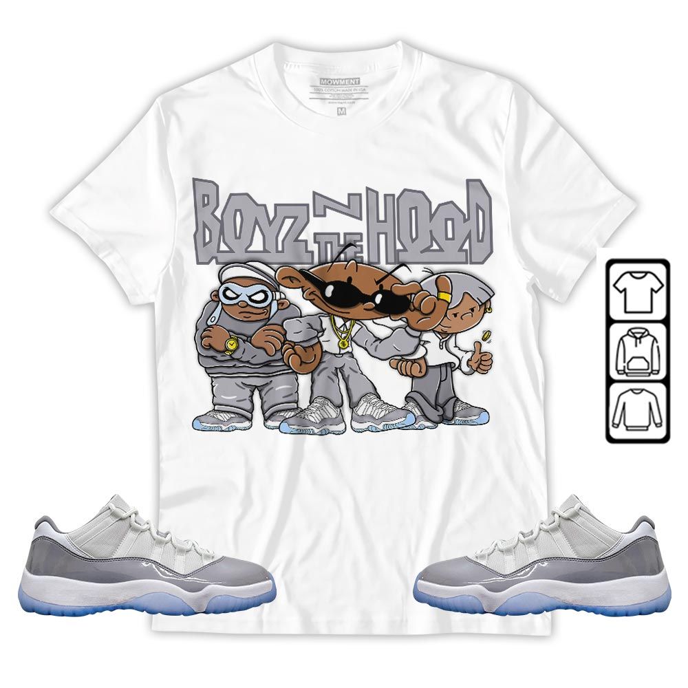 Boyz N The Hood Sneaker Shirt Match Cement Grey 11s, Jordan 11 Low Cement Grey MKO T-Shirt