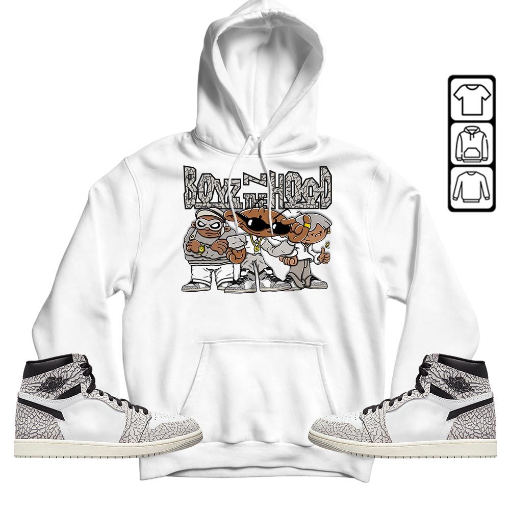 Boyz N The Hood Sneaker Shirt Match OG Elephant 1s, Jordan 1 White Cement MKO T-Shirt