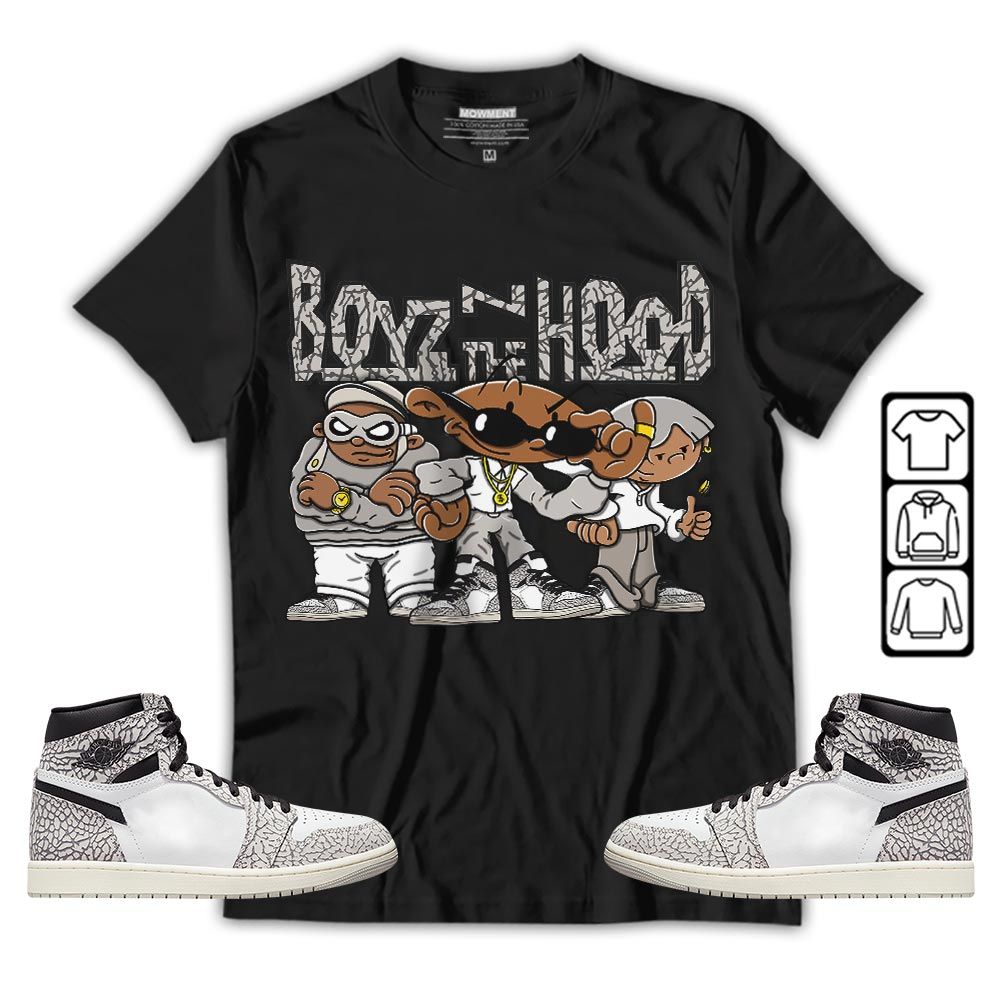 Boyz N The Hood Sneaker Shirt Match OG Elephant 1s, Jordan 1 White Cement MKO T-Shirt Boyz N The Hood Sneaker Shirt Match OG Elephant 1s, Jordan 1 White Cement MKO T-Shirt