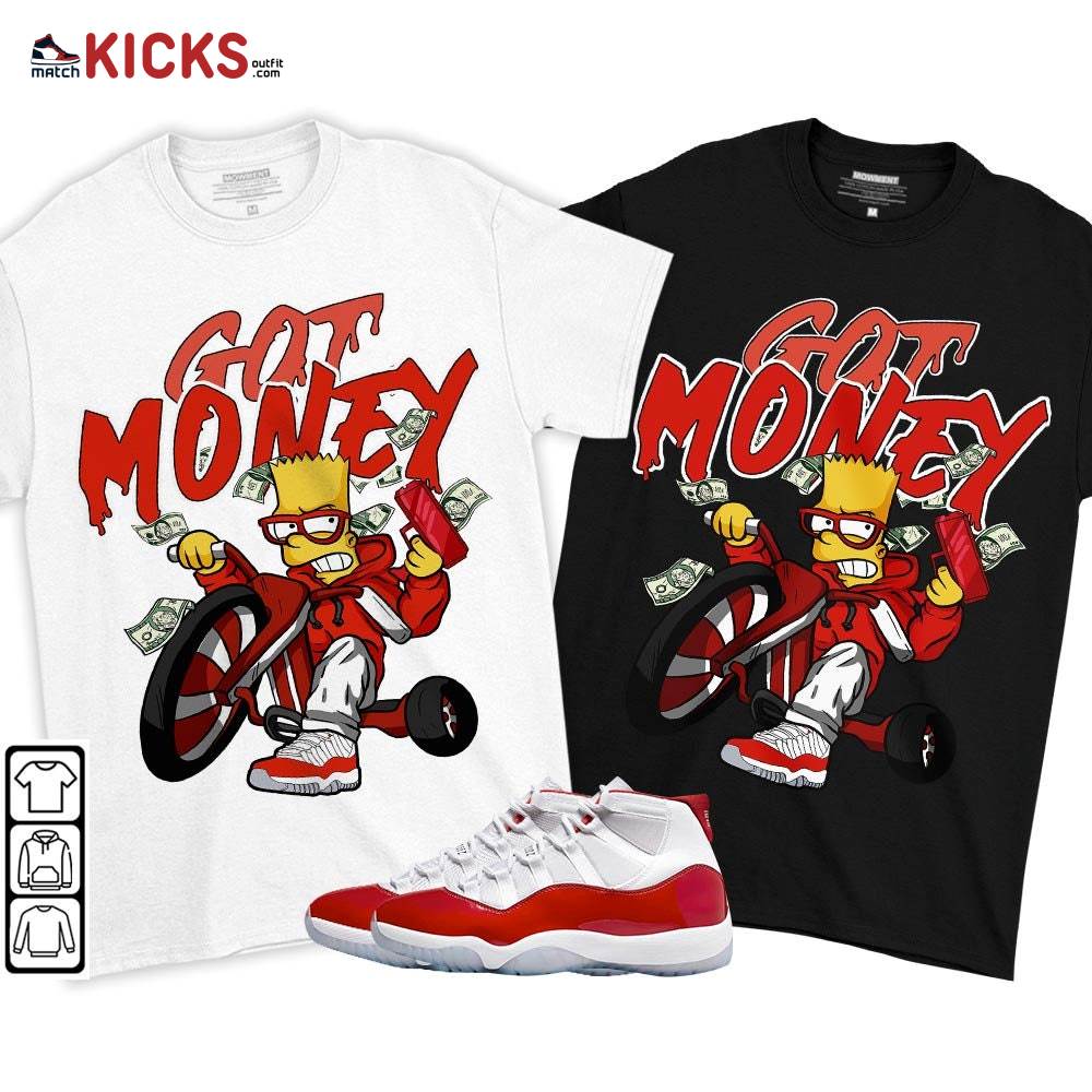 Brat Got Money Sneaker Shirt Match 11 Varsity Red, Jordan 11 Retro Cherry MKO T-Shirt Brat Got Money Sneaker Shirt Match 11 Varsity Red, Jordan 11 Retro Cherry MKO T-Shirt