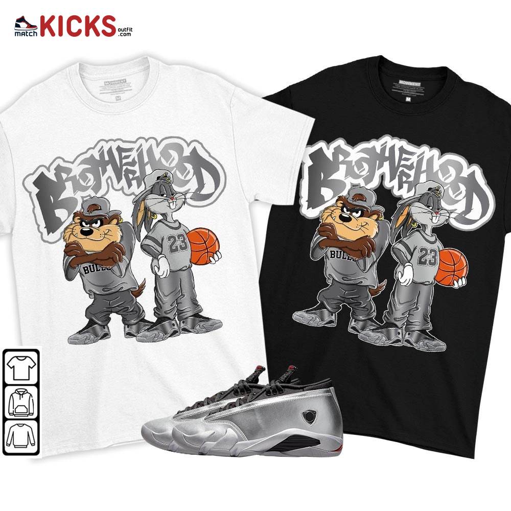 Brotherhood Bunny Sneaker Shirt Match 14 Low Metallic Silver, Jordan 14 Metallic Silver MKO T-Shirt