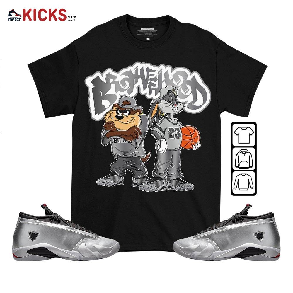 Brotherhood Bunny Sneaker Shirt Match 14 Low Metallic Silver, Jordan 14 Metallic Silver MKO T-Shirt