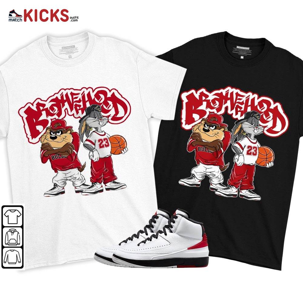 Brotherhood Bunny Tazmanian Sneaker Shirt Match 2 Chicago Varsity Red, Jordan Retro 2 Chicago MKO T-Shirt