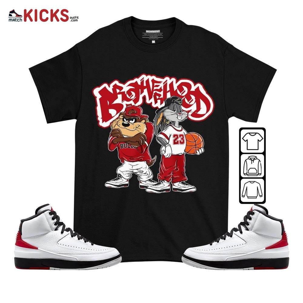 Brotherhood Bunny Tazmanian Sneaker Shirt Match 2 Chicago Varsity Red, Jordan Retro 2 Chicago MKO T-Shirt