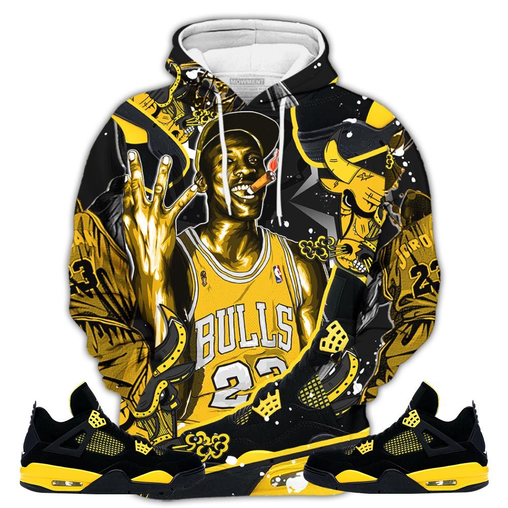 Bull 23 Jordan Sneaker Shirt Match 2023 Thunder 4S, Jordan Retro 4 Thunder Hoodie Sweatshirt Tee All Over Print MKO Shirt Bull 23 Jordan Sneaker Shirt Match 2023 Thunder 4S, Jordan Retro 4 Thunder Hoodie Sweatshirt Tee All Over Print MKO Shirt