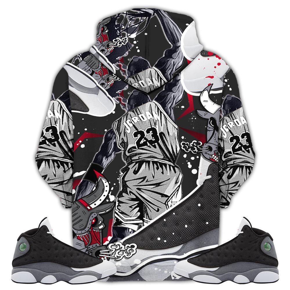 Bull 23 Jordan Sneaker Shirt Match Black Flint 13S, Jordan Retro 13 Black Flint Hoodie Sweatshirt Tee All Over Print MKO Shirt