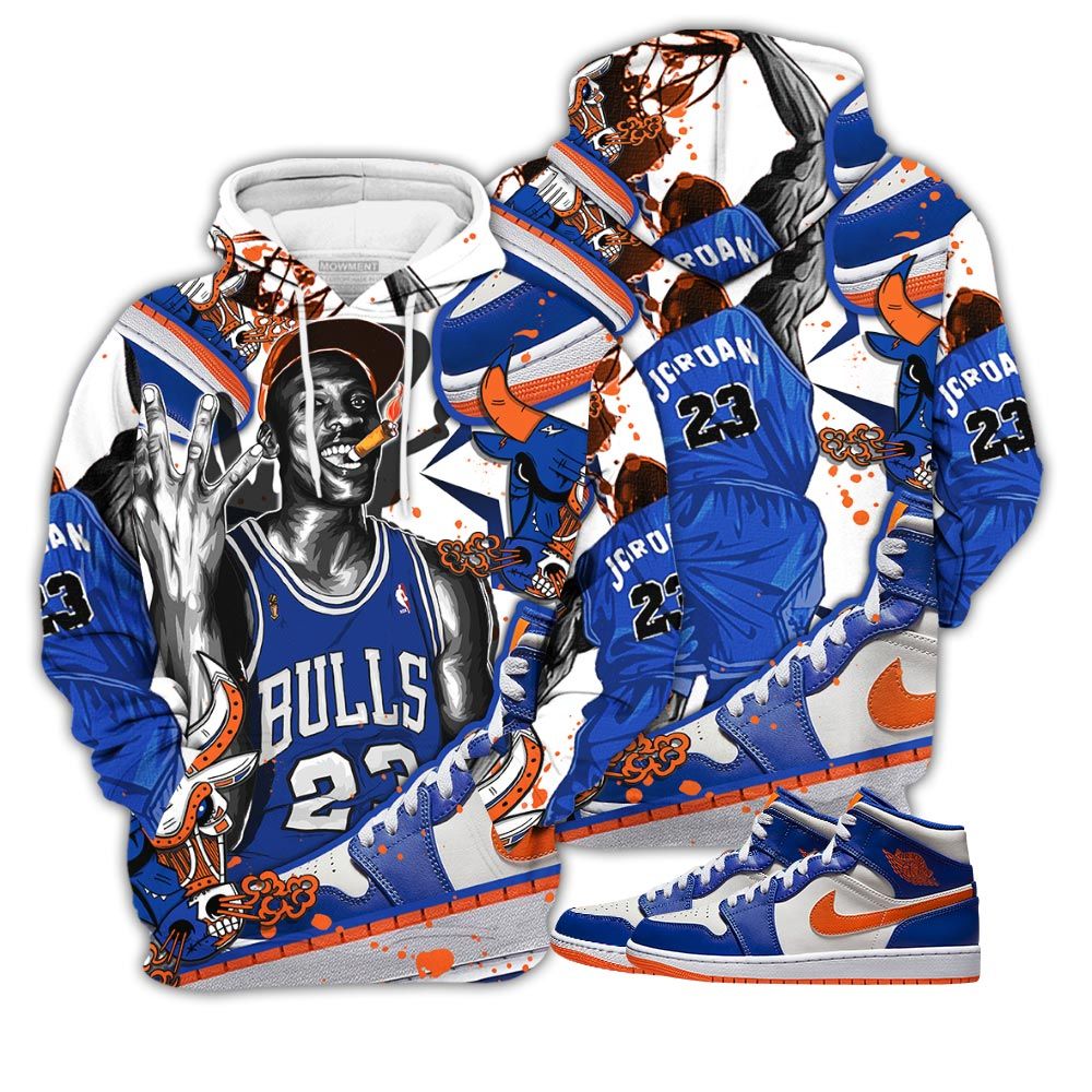 Bull 23 Jordan Sneaker Shirt Match Mid Knicks 1S, Jordan 1 Mid Knicks Hoodie Sweatshirt Tee All Over Print MKO Shirt Bull 23 Jordan Sneaker Shirt Match Mid Knicks 1S, Jordan 1 Mid Knicks Hoodie Sweatshirt Tee All Over Print MKO Shirt