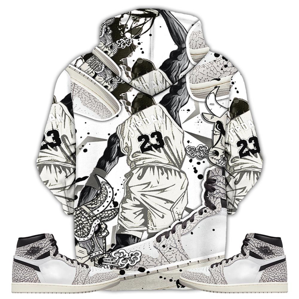 Bull 23 Jordan Sneaker Shirt Match Og Elephant 1S, Jordan 1 White Cement Hoodie Sweatshirt Tee All Over Print MKO Shirt