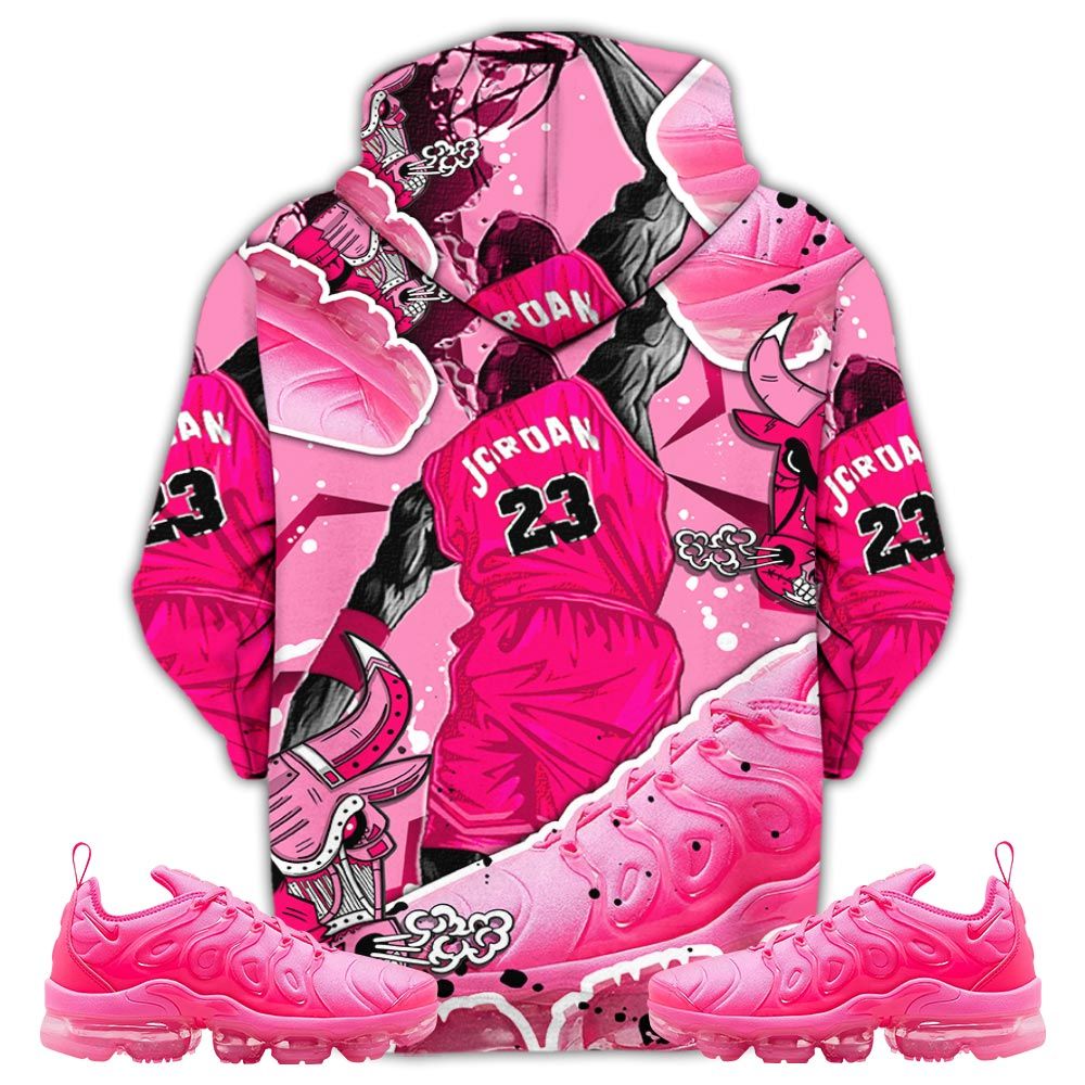 Bull 23 Jordan Sneaker Shirt Match Plus Triple Pink, Air Vapormax Plus Triple Pink Hoodie Sweatshirt Tee All Over Print MKO Shirt