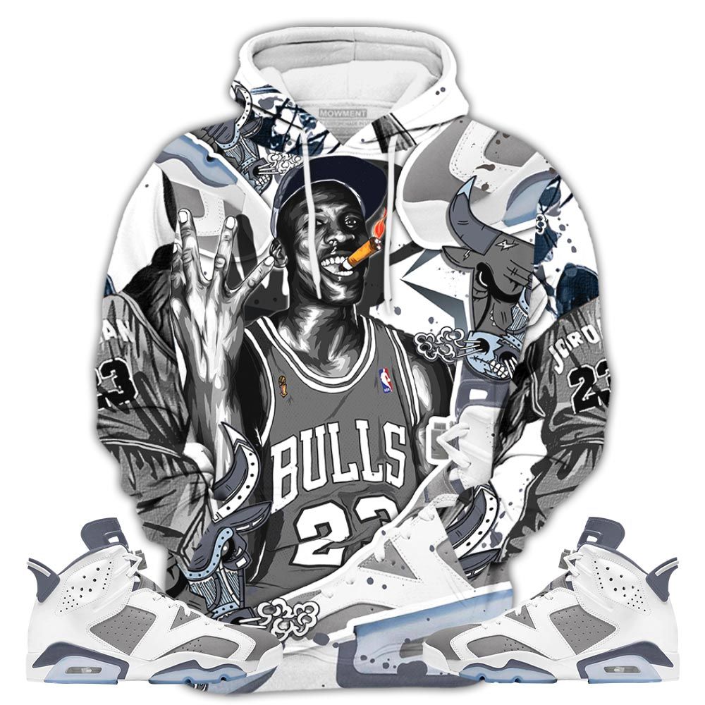 Bull 23 Jordan Sneaker Shirt Match Retro Cool Grey 6S, Jordan 6 Cool Grey Hoodie Sweatshirt Tee All Over Print MKO Shirt