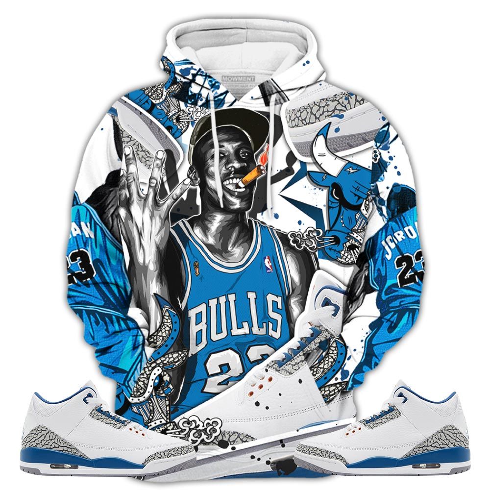 Bull 23 Jordan Sneaker Shirt Match Wizards 3S, Jordan Retro 3 Wizards Hoodie Sweatshirt Tee All Over Print MKO Shirt