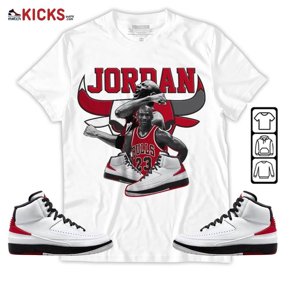 Bull Jordan Sneaker Shirt Match 2 Chicago Varsity Red, Jordan Retro 2 Chicago MKO Hoodie