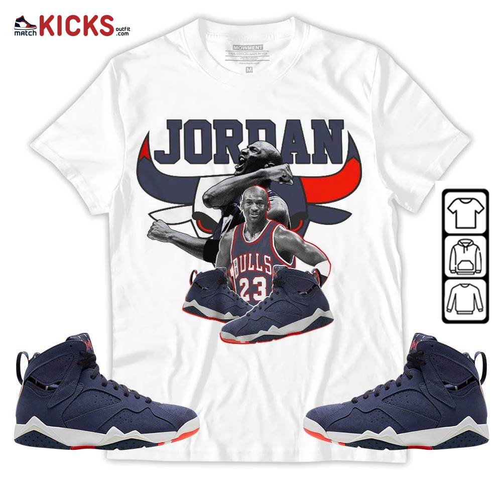 Bull Jordan Sneaker Shirt Match 7 Neutral Indigo, Jordan 7 Quai 54 MKO T-Shirt Bull Jordan Sneaker Shirt Match 7 Neutral Indigo, Jordan 7 Quai 54 MKO T-Shirt
