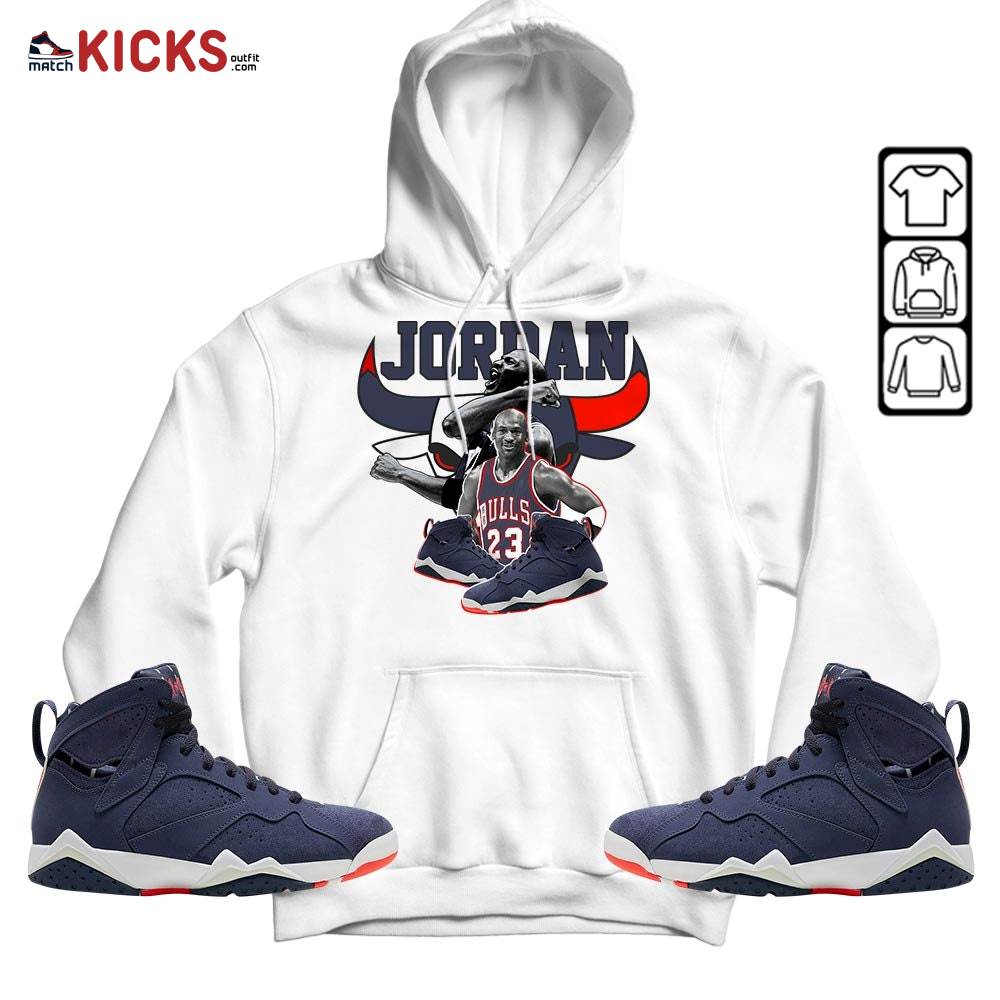 Bull Jordan Sneaker Shirt Match 7 Neutral Indigo, Jordan 7 Quai 54 MKO T-Shirt Bull Jordan Sneaker Shirt Match 7 Neutral Indigo, Jordan 7 Quai 54 MKO T-Shirt