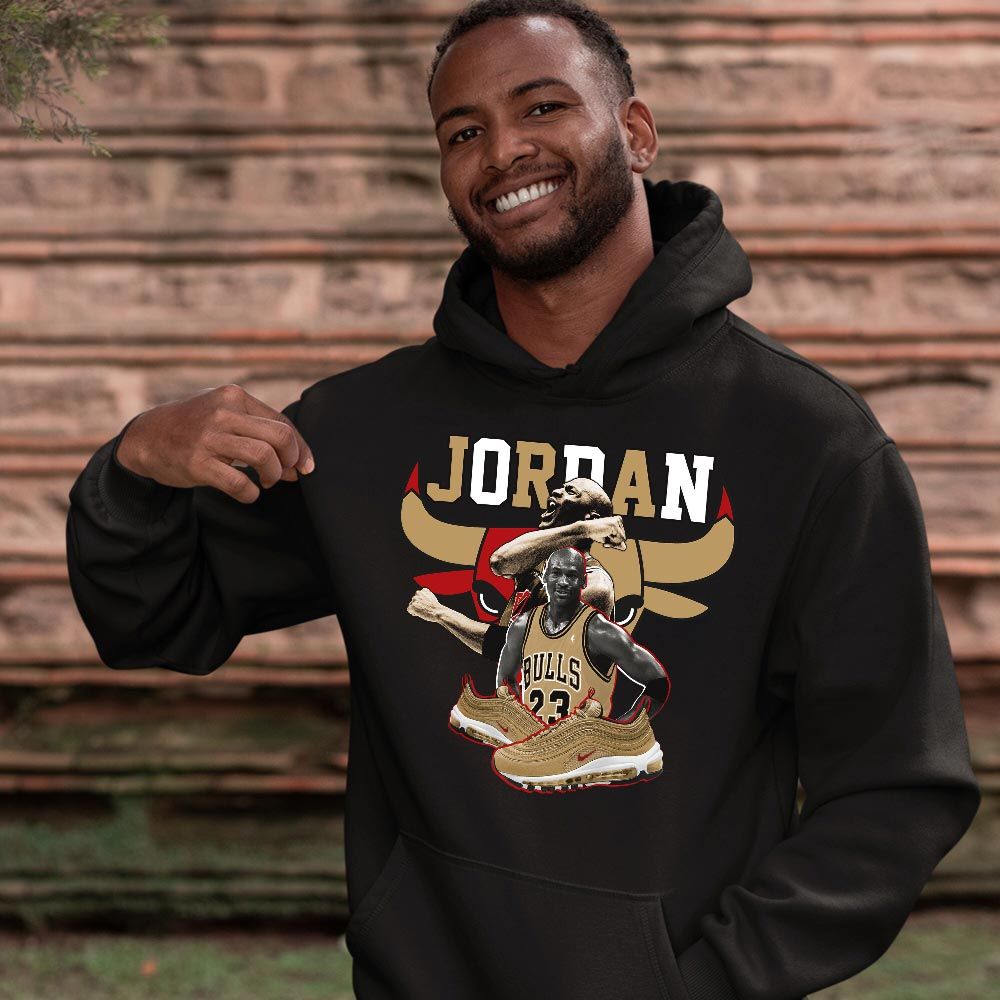 Bull Jordan Sneaker Shirt Match Air Max 97 Metallic Gold, Air Max 97 Gold Bullet MKO Sweatshirt Bull Jordan Sneaker Shirt Match Air Max 97 Metallic Gold, Air Max 97 Gold Bullet MKO Sweatshirt