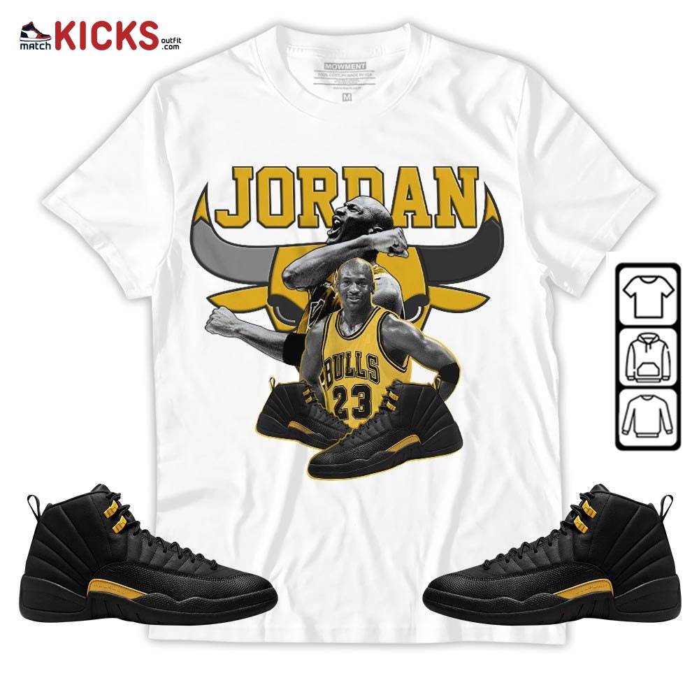 Bull Jordan Sneaker Shirt Match Black Taxi 12s, Jordan 12 Retro Black Taxi MKO Sweatshirt