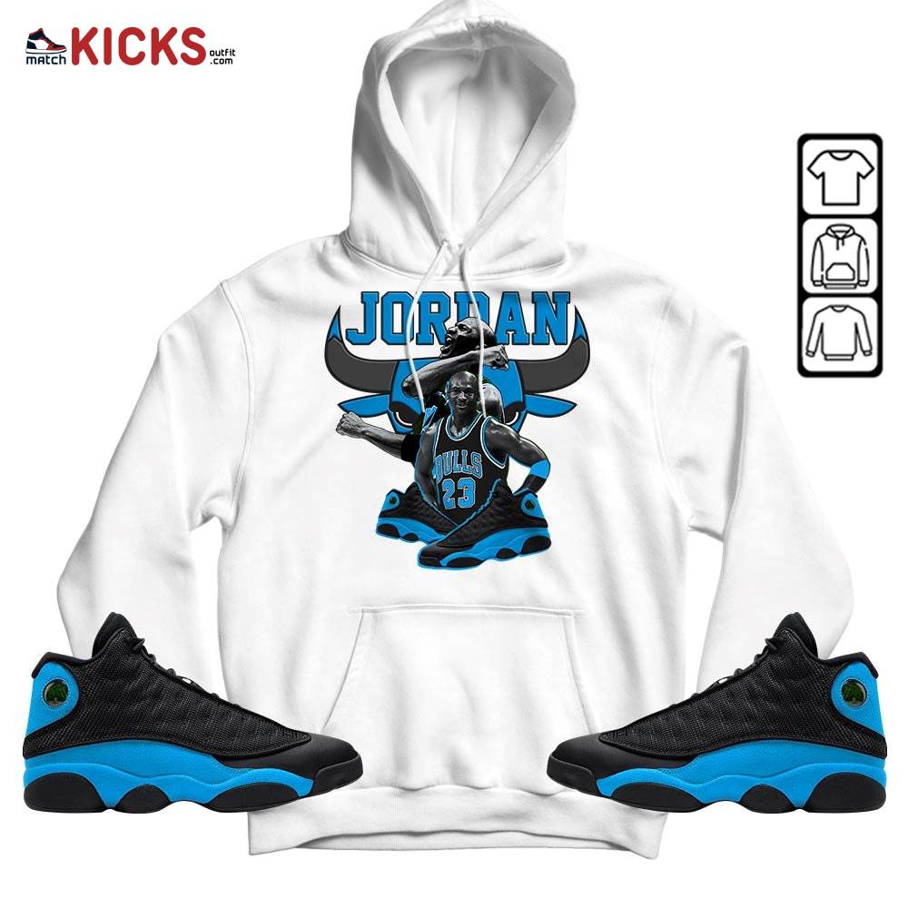 Bull Jordan Sneaker Shirt Match Black University Blue 13s, Jordan 13 Black University Blue 2022 MKO Hoodie Bull Jordan Sneaker Shirt Match Black University Blue 13s, Jordan 13 Black University Blue 2022 MKO Hoodie