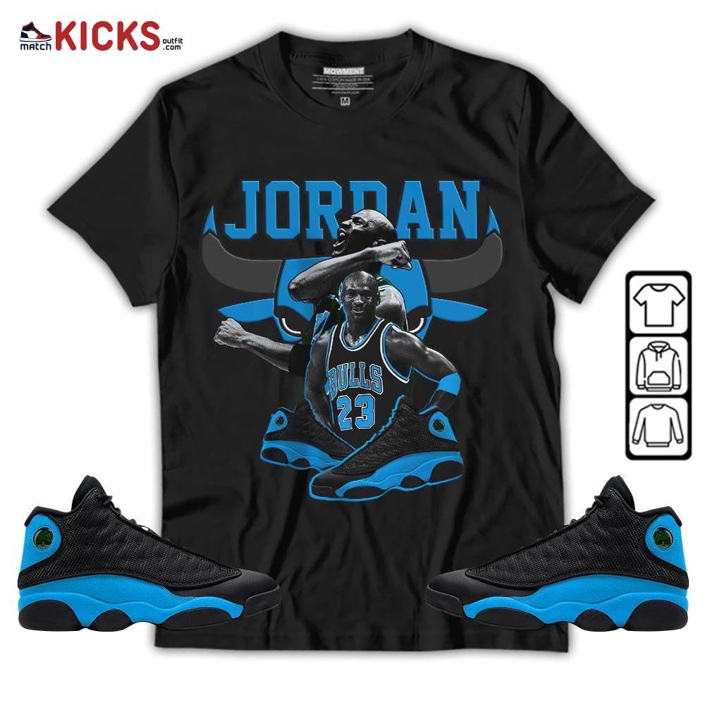 Bull Jordan Sneaker Shirt Match Black University Blue 13s, Jordan 13 Black University Blue 2022 MKO T-Shirt Bull Jordan Sneaker Shirt Match Black University Blue 13s, Jordan 13 Black University Blue 2022 MKO T-Shirt