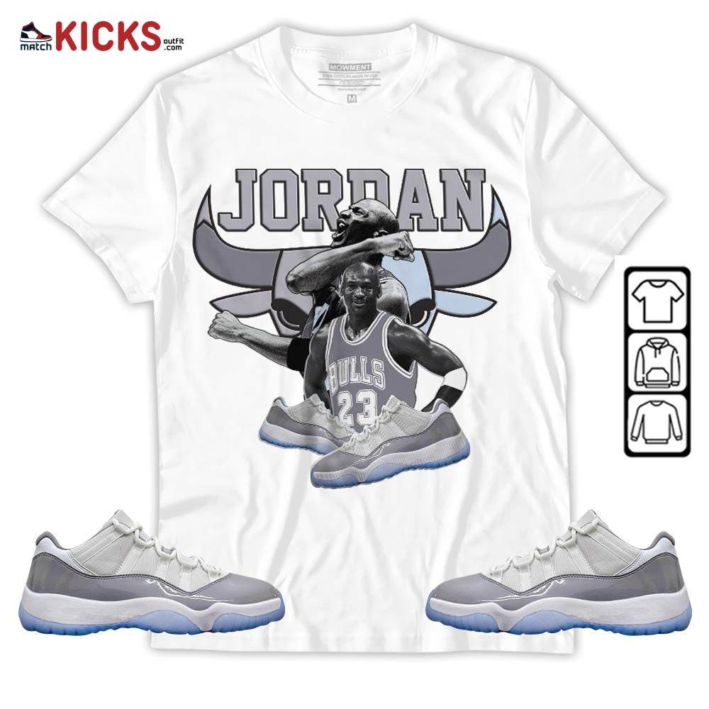 Bull Jordan Sneaker Shirt Match Cement Grey 11s, Jordan 11 Low Cement Grey MKO Hoodie