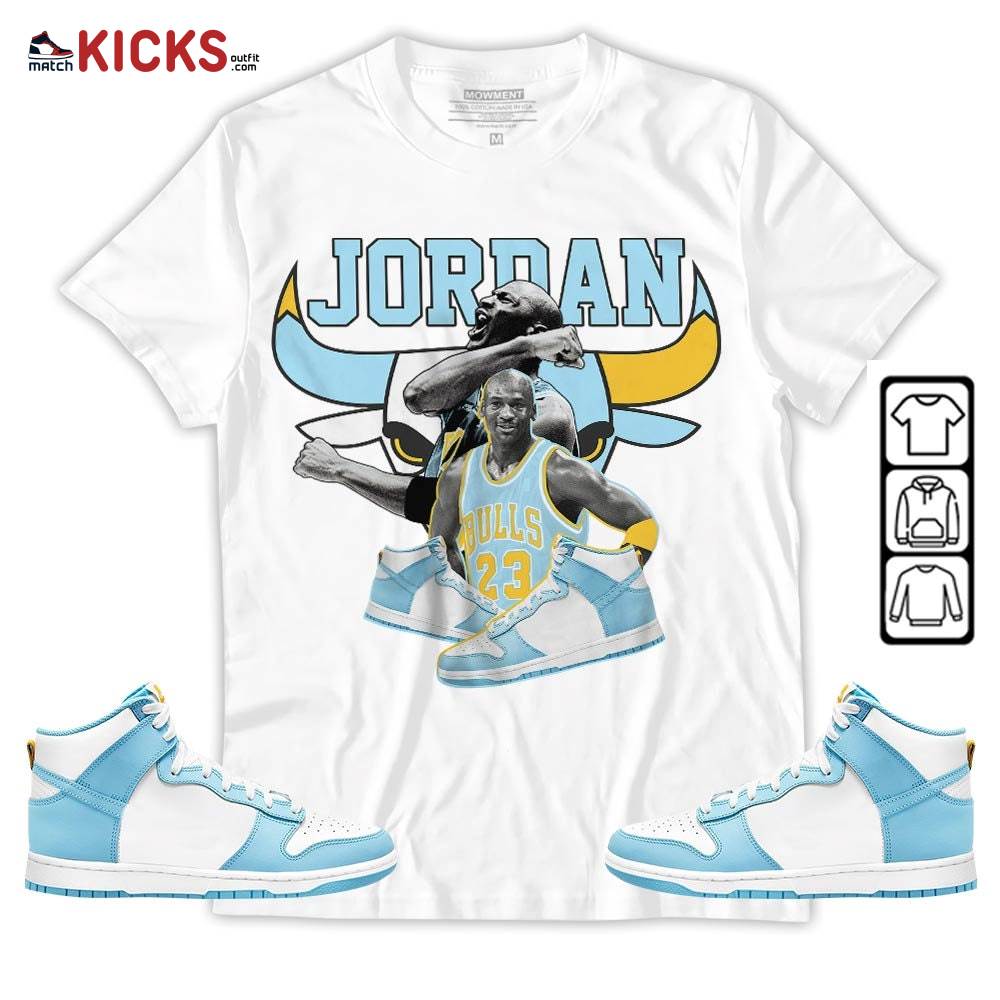 Bull Jordan Sneaker Shirt Match Dunk High Blue Chill, Dunk High Homer Simpson MKO Sweatshirt
