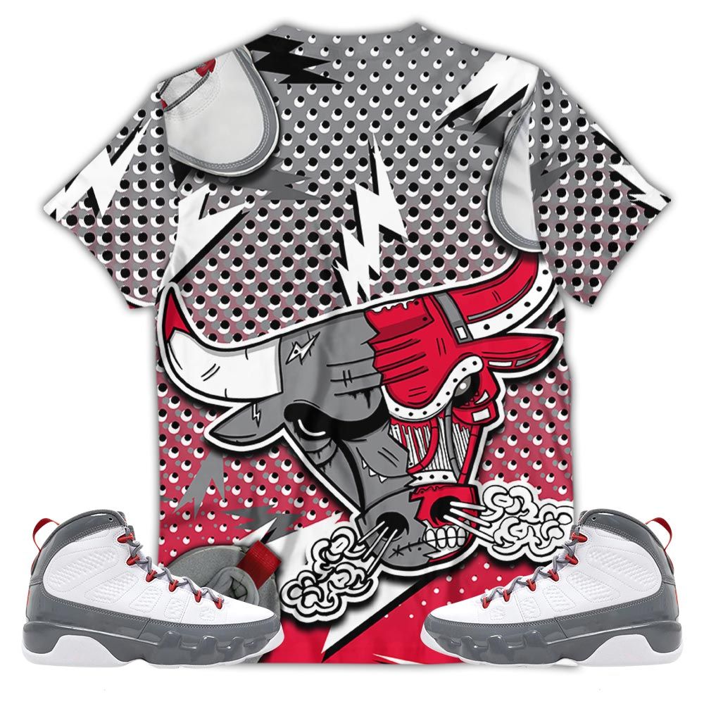 Bull Jordan Sneaker Shirt Match Fire Red 9S, Jordan 9 Retro Fire Red Hoodie Sweatshirt Tee All Over Print MKO Shirt