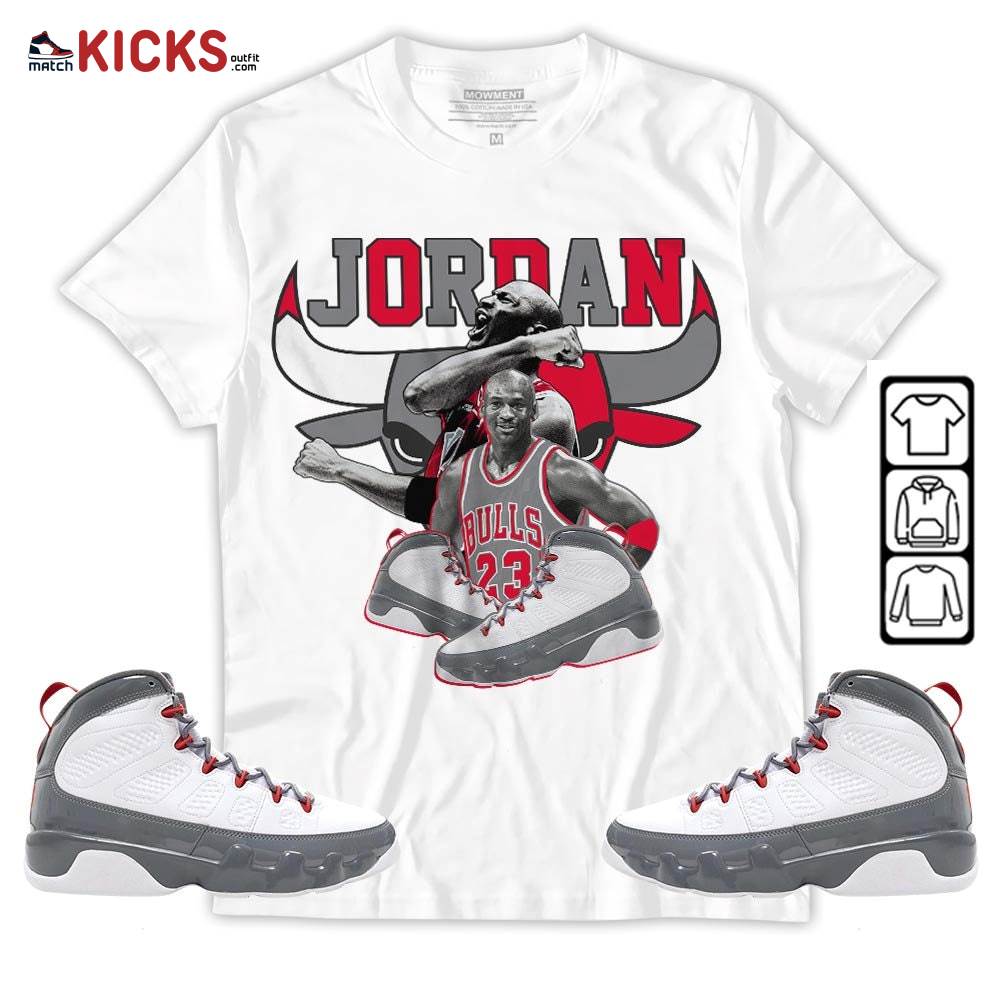 Bull Jordan Sneaker Shirt Match Fire Red 9s, Jordan 9 Retro Fire Red MKO Sweatshirt