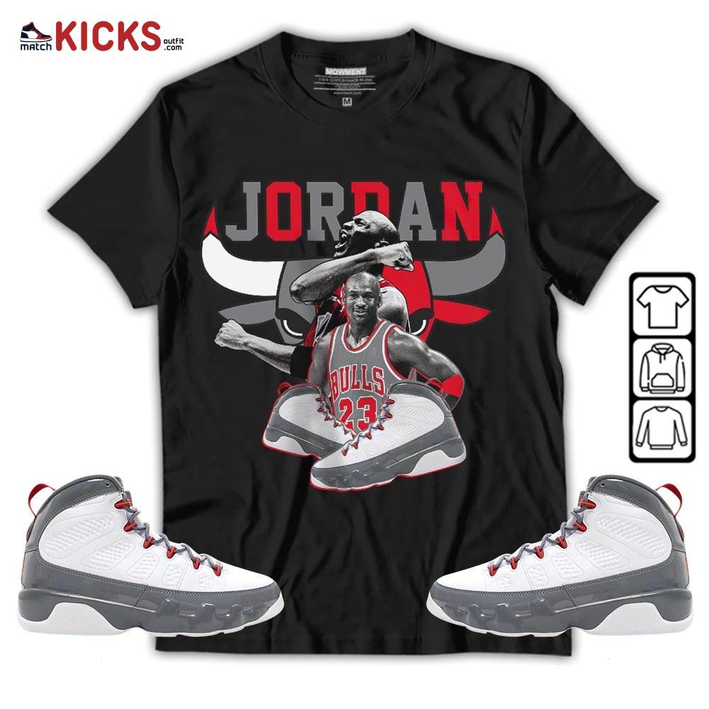 Bull Jordan Sneaker Shirt Match Fire Red 9s, Jordan 9 Retro Fire Red MKO T-Shirt