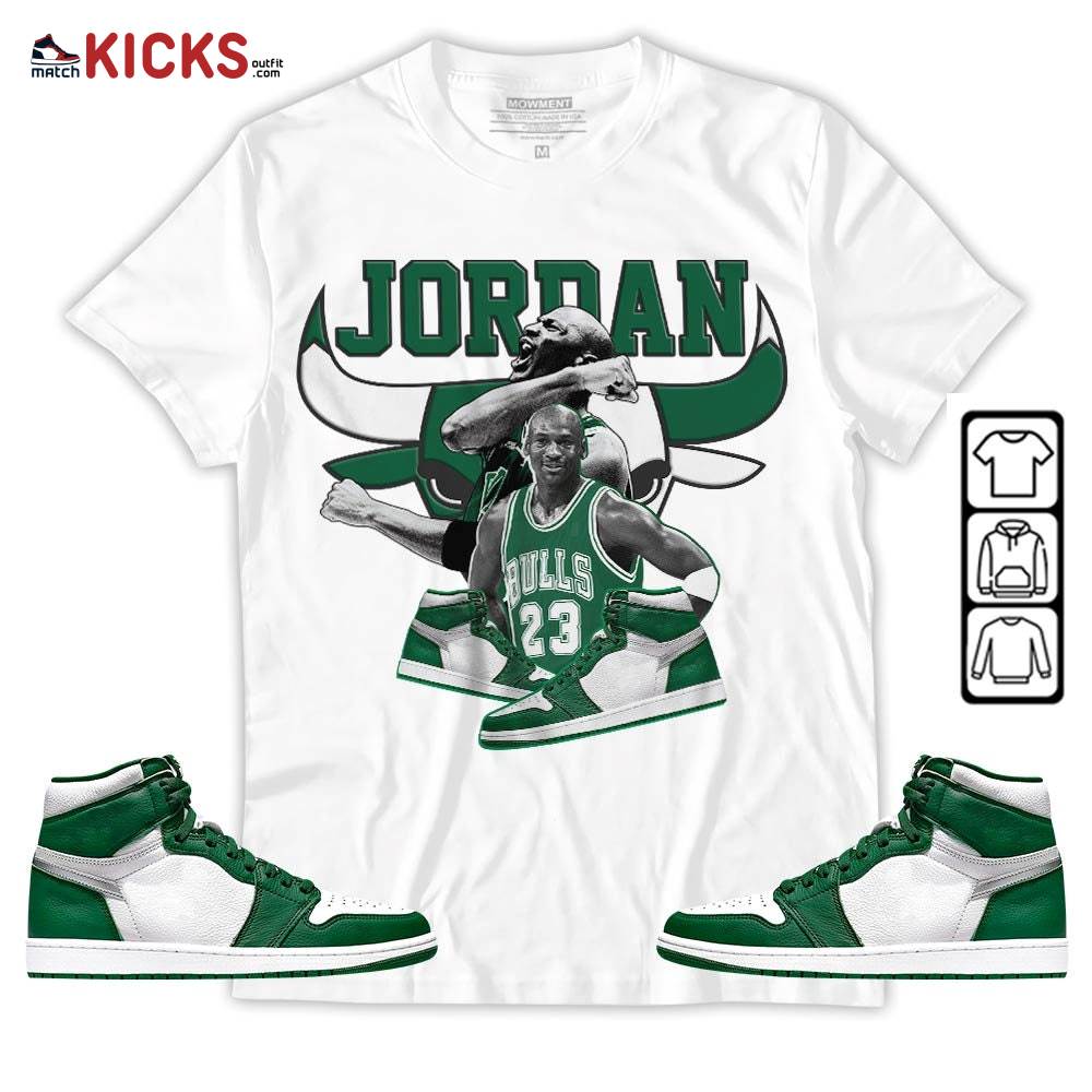 Bull Jordan Sneaker Shirt Match High Gorge Green 1s, Jordan 1 Retro High Gorge Green MKO Sweatshirt