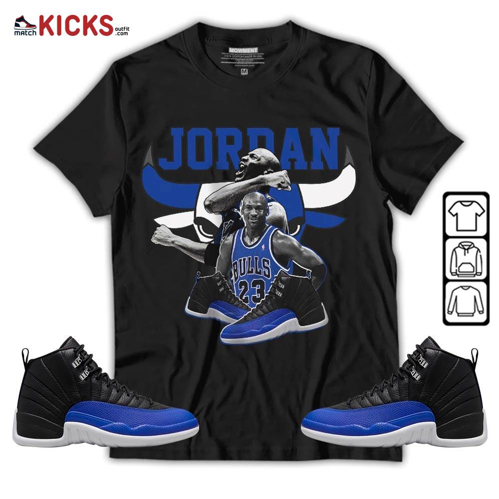 Bull Jordan Sneaker Shirt Match Hyper Royal 12s, Jordan 12 Hyper Royal MKO T-Shirt