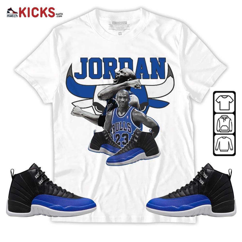 Bull Jordan Sneaker Shirt Match Hyper Royal 12s, Jordan 12 Hyper Royal MKO T-Shirt