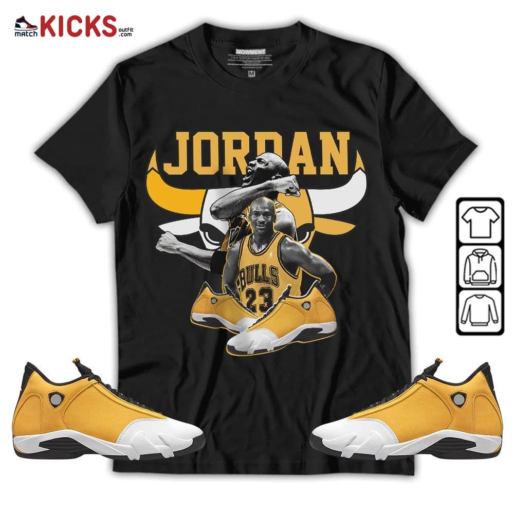 Bull Jordan Sneaker Shirt Match Light Ginger 14s, Jordan 14 Retro Light Ginger MKO T-Shirt