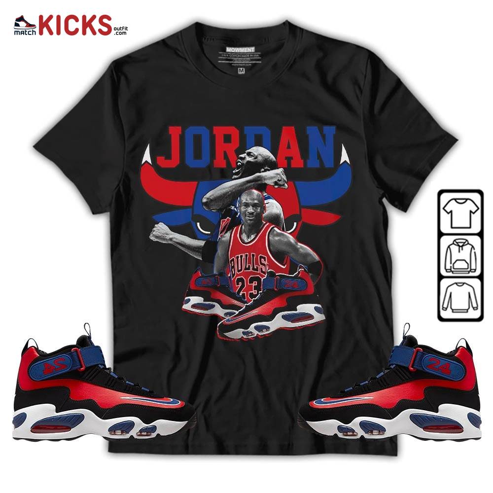 Bull Jordan Sneaker Shirt Match Max 1 Navy Red Black, Air Griffey Max 1 Black Red Navy Blue MKO T-Shirt